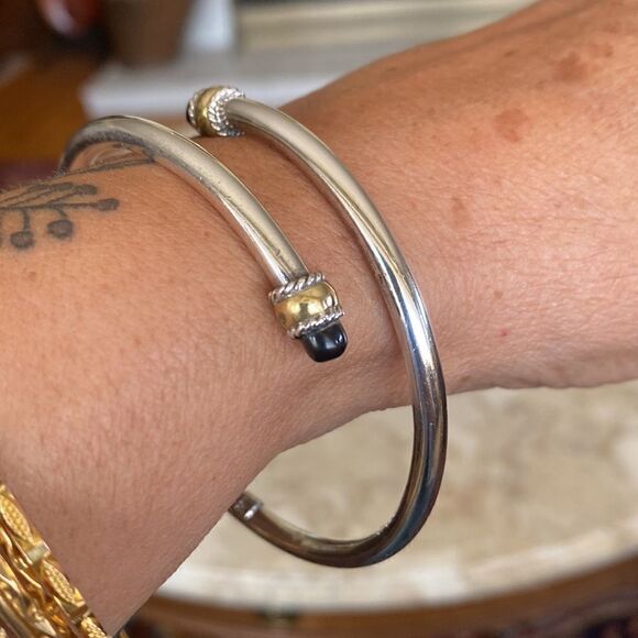 Vintage 925 Sterling Silver Bypass Bracelet - Picture 2 of 11